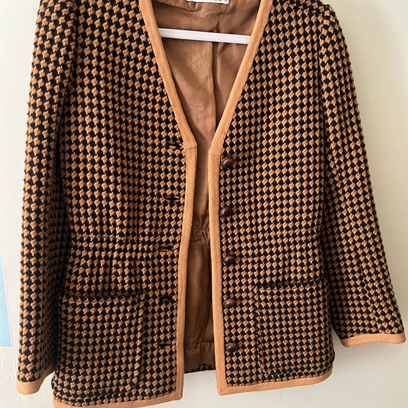 Vintage Ungaro Brown Houndstooth Women's Jacket Blazer Sz 6 US - Picture 4 of 8